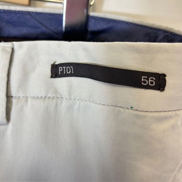 PT01 Gray Cotton Blend Slim Fit Flat Front Chino Pants Sz 56 (US 40 X 36.5) - Picture 5 of 15